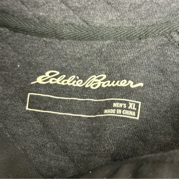 Eddie Bauer Men's Quilted Gray Snap Pullover Sweatshirt. Size XL - Picture 6 of 9